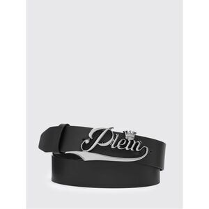 Philipp Plein Men Philipp Plein Calfskin Leather Belt With Metallic Logo Plaque